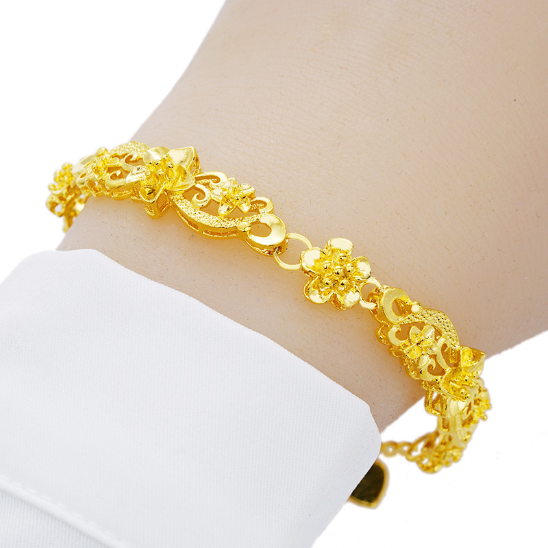 Ilushang latón europeo oro flor pulsera joyería Vietnam chapado en oro 24K oro imitación real oro pulsera para las mujeres