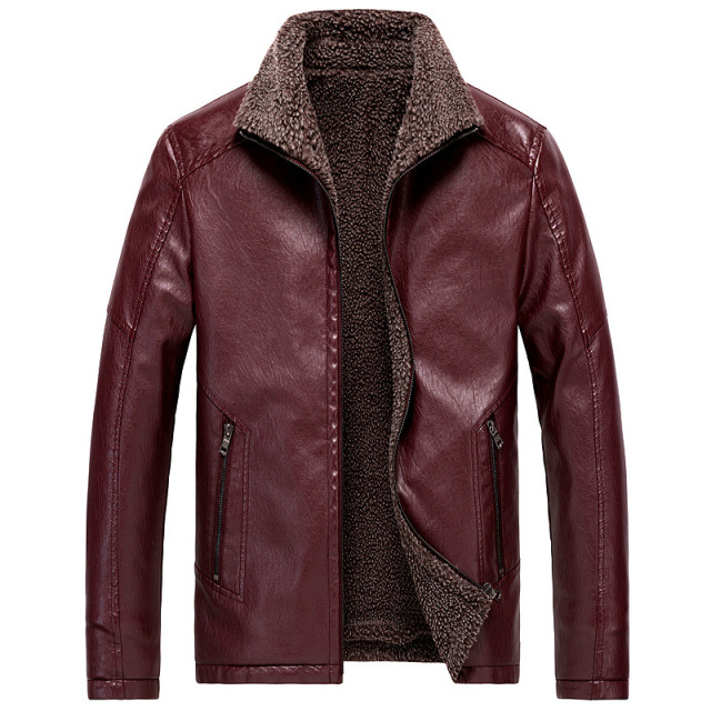 Autumn and winter wash Plush PU leather large jacket