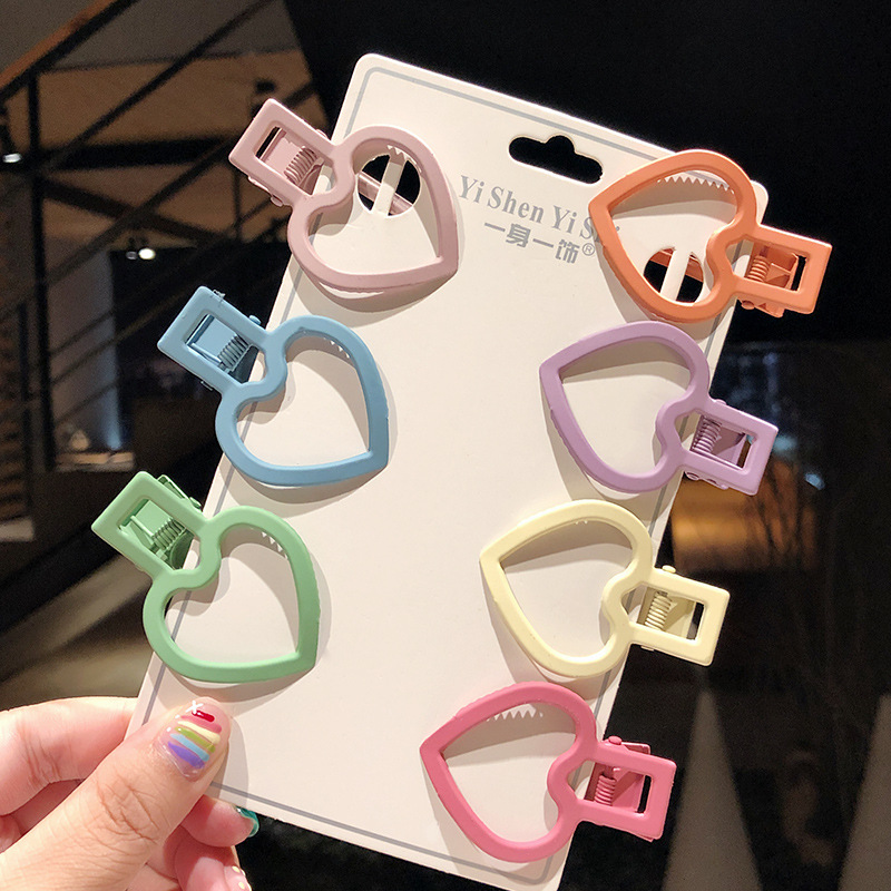 New Fashion Candy Color Word Clip Color Hollow Side Clip Love Heart Cheap Hairpin Wholesale display picture 12