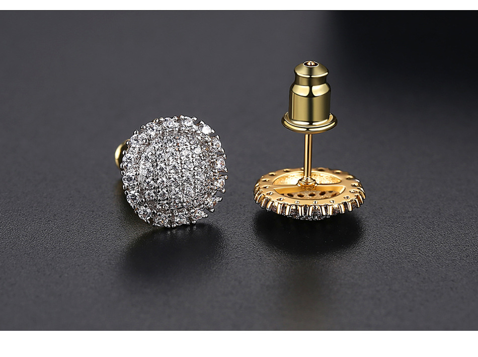 Fashion Stud Earrings Simple Pavé Zircon Round Earrings Wholesale display picture 5