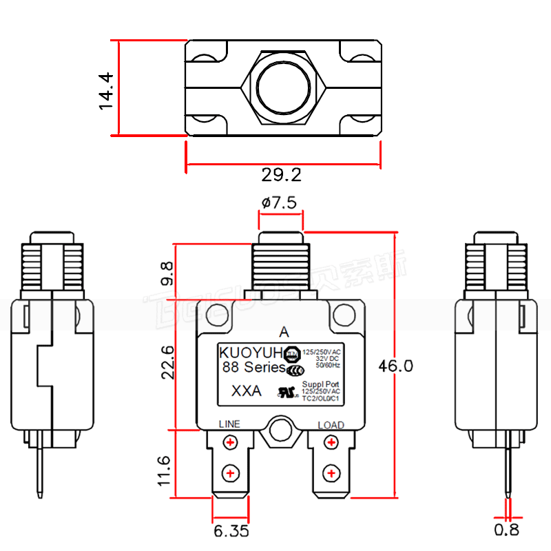 88系列过载保护器图纸