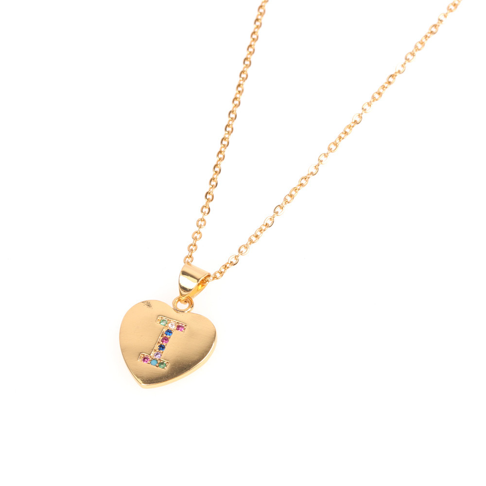 Croix-frontière Nouvelle Arrivée Accessoires Coloré Micro Strass Coeur D'amour Collier Anglais Lettre Pendentif Marée Clavicule Chaîne En Gros display picture 9