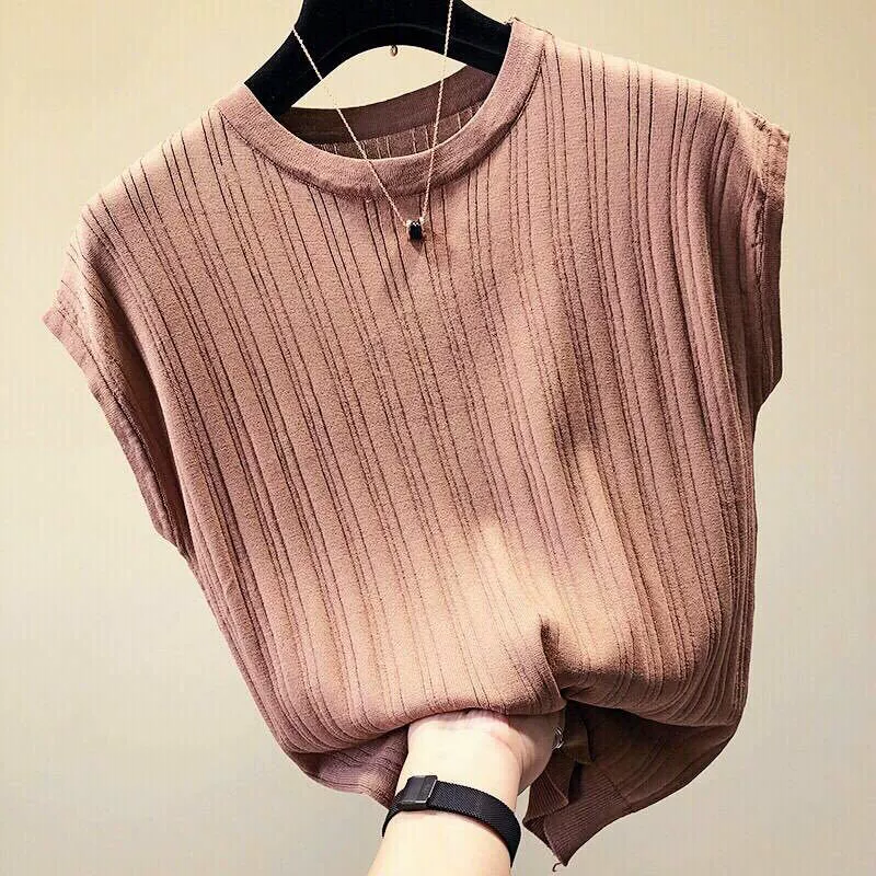 Spring summer solid knitted body-friendly T-shirt, oversize, loose fit, plus size