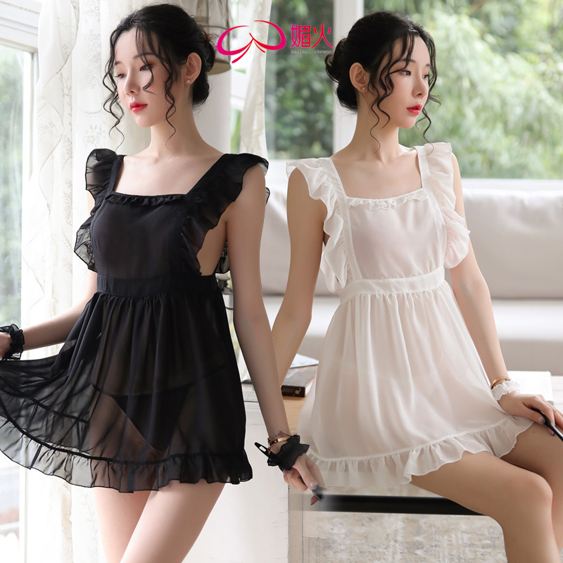 の Brand new sexy and cute girl chiffon see-through temptation maid…