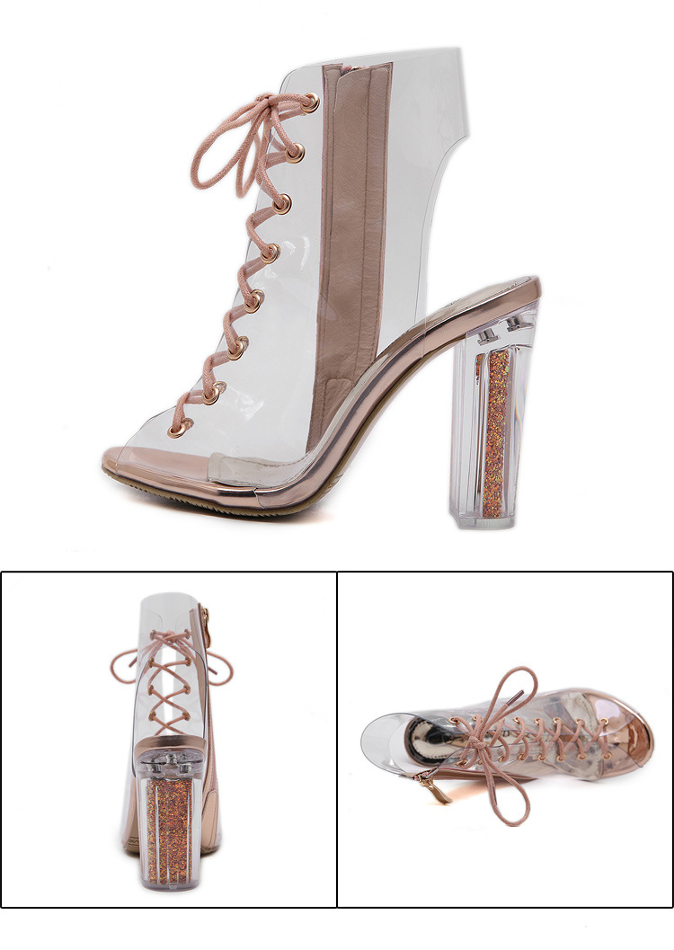 fashion lace-up clear heeled boots NSSO59608