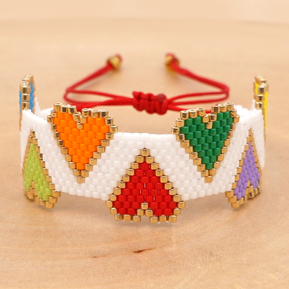 Bohemian Simple Heart Jewelry Miyuki Rice Bead Bracelet Wholesale display picture 3