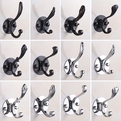 跨境专供不锈钢衣帽钩挂衣钩壁挂高低钩衣服挂钩门后单钩黑色排钩|ms