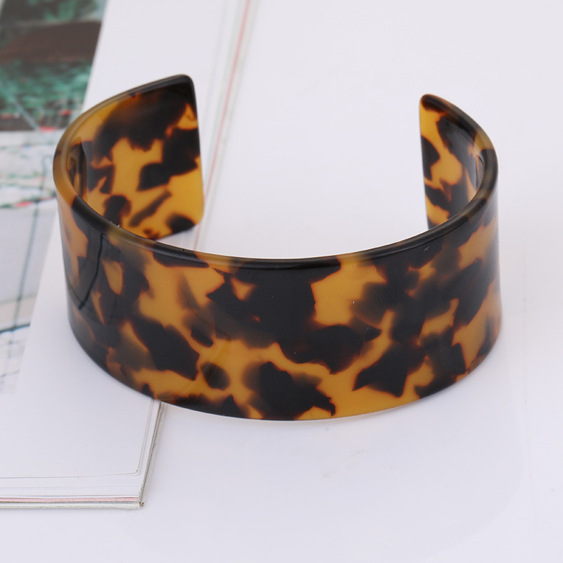 Daily Occasion Acrylic Material Classic Style Color Block Leopard Arylic Bangles Wholesale