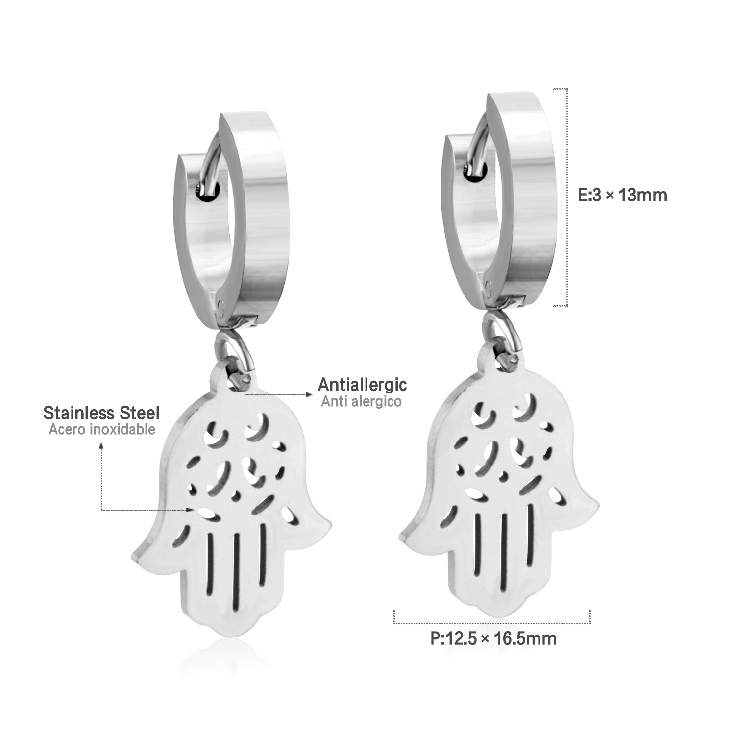 14g Weight Rhinestones Inlay Material Drop Earrings Classification 1 Pair Quantity Street Occasion Stainless Steel Material Triangle, Round, Heart Shape Pattern Women'S Gender Fashion Style Fashion Triangle Round Heart Shape Stainless Steel Rhinestones Drop Earrings 1 Pair 6