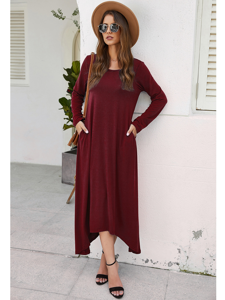 pure color big swing skirt long dress NSAL2065