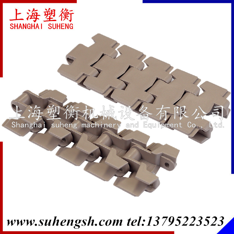 878TAB小转弯链板塑料平顶链 齿形平板链 柔性侧弯链82.6塑钢链板