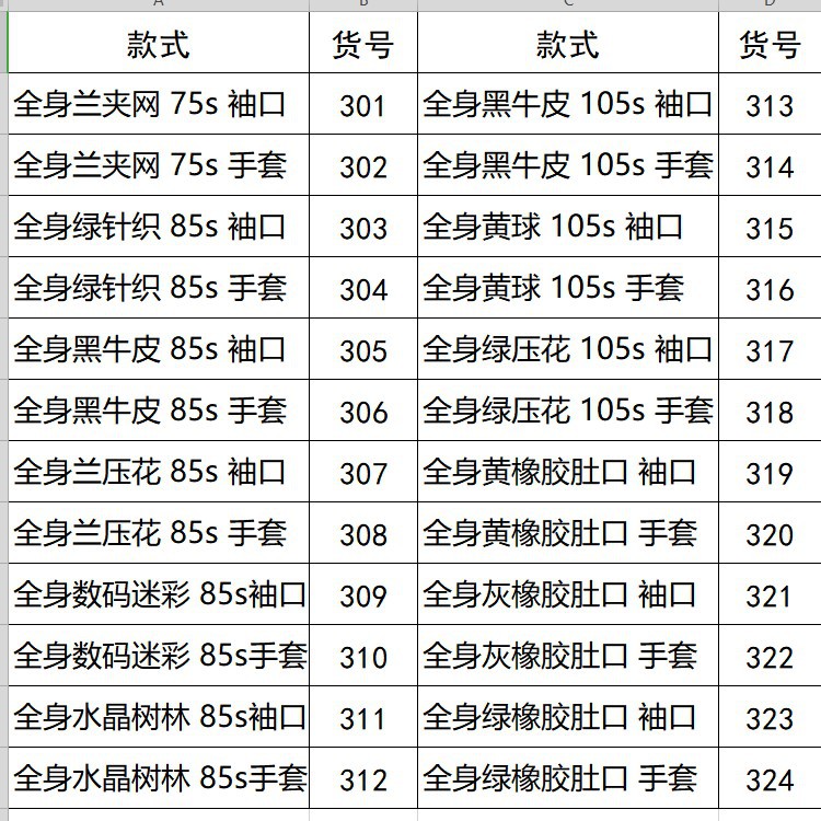 全身下水裤货号