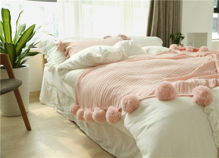 Lehká luxusní severská jednoduchá celobavlněná černá keprová deka do hotelové ložnice, vlněná deka, povlečení_voghion.com