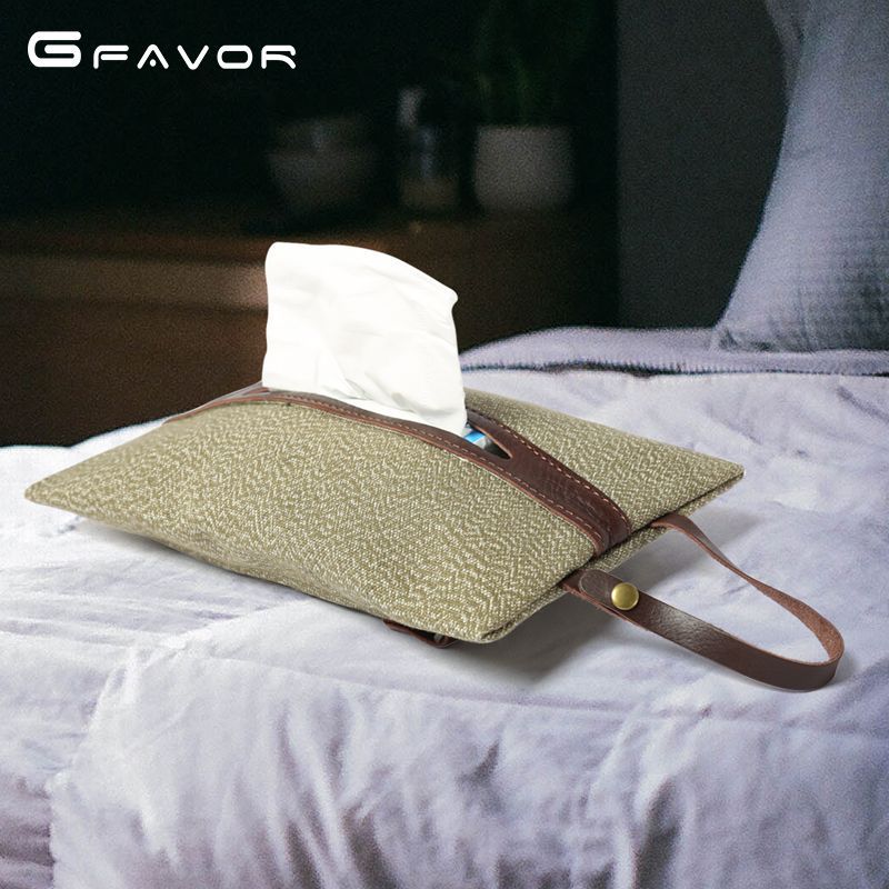 源点新款帆布抽纸包复古创意车用挂袋胡椒盐帆布汽车座椅置物袋