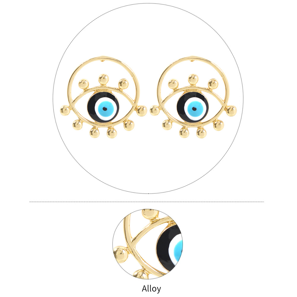 Jewelry Geometric Round Alloy Drop Oil Devil&#39;s Eye Retro Earrings display picture 1