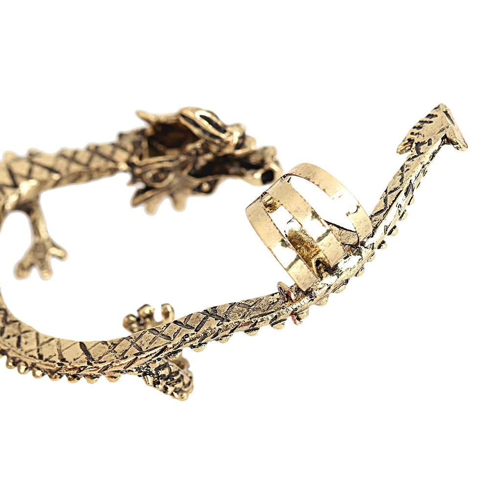 Ear Clip Earrings, Retro Dragon Design, Alloy Bronze-Plated, No Piercing, 6.5×4.3 cm