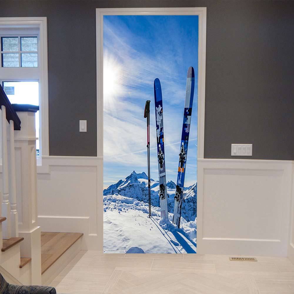 巨创跨境货源PVC贴纸3D自粘门贴 墙贴 卧室客厅现代装饰 滑雪板