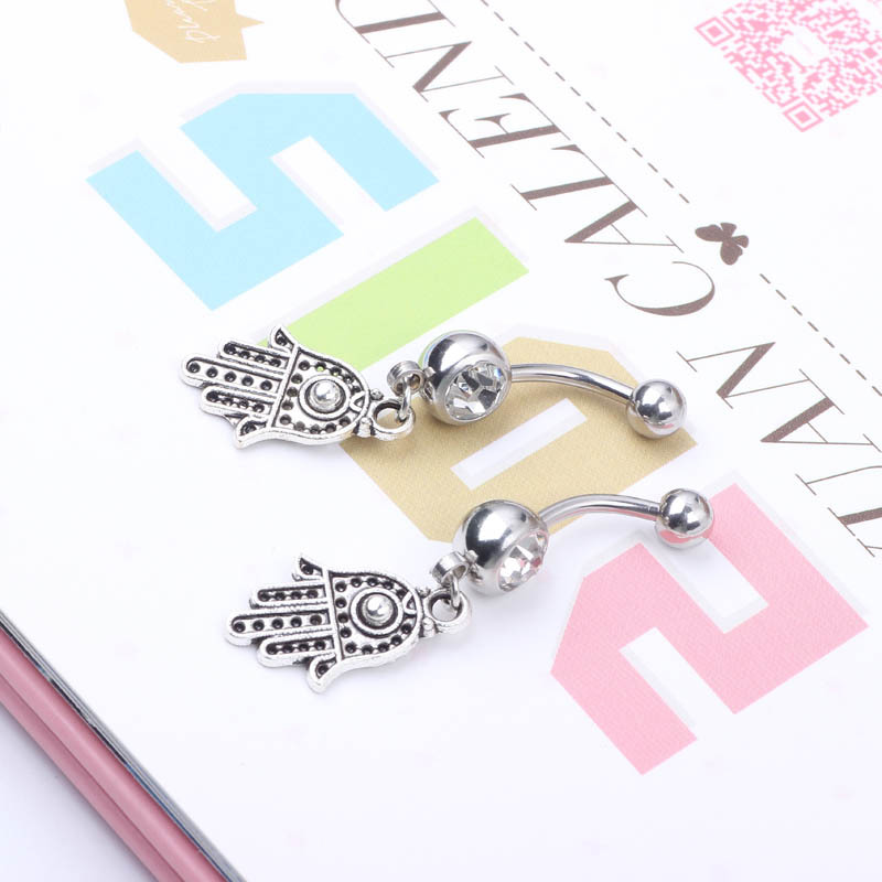 New Popular Huashan Hand Pendant Belly Button Ring Navel Stud Ear Studs Body Jewelry Stainless Steel detail image 9