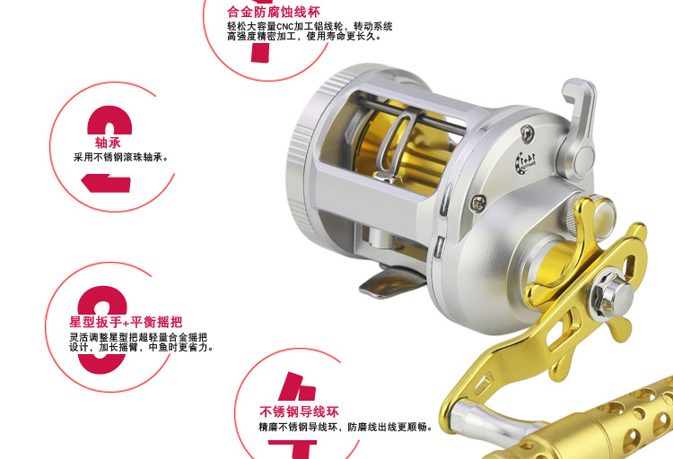REELSKING鼓轮 船钓轮 渔轮锚鱼鱼线轮渔具阿里巴巴