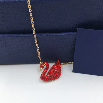 欧美时尚最新爆款奥地利水晶红天鹅项链手链女精工高版本锁骨链|ru