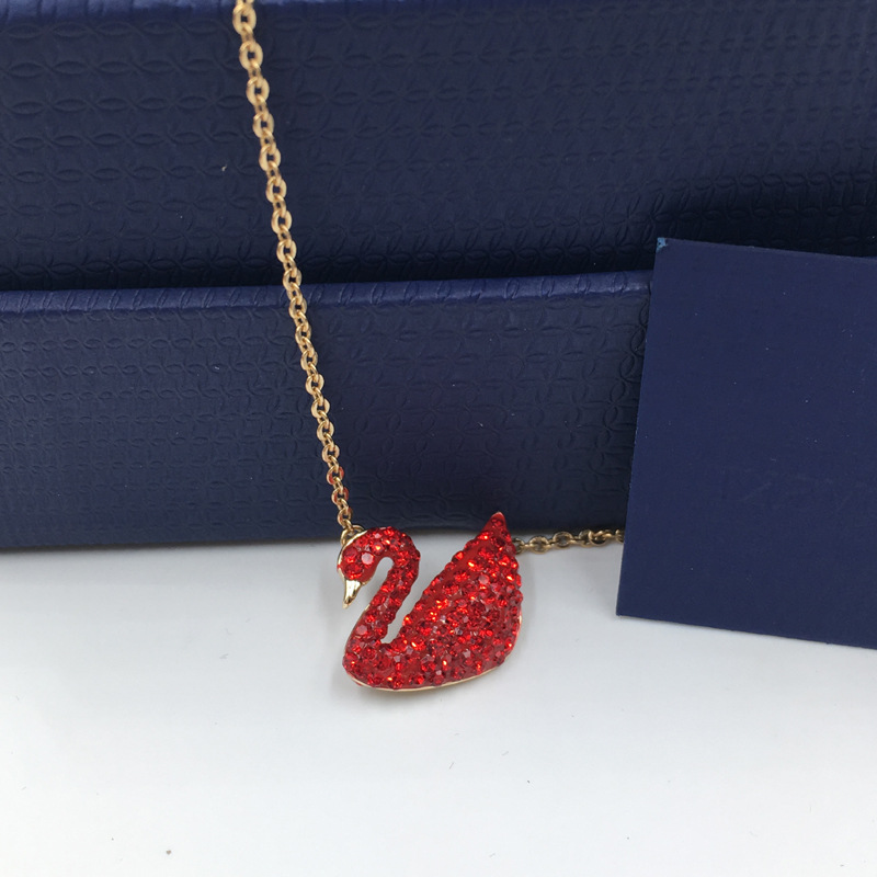 欧美时尚最新爆款奥地利水晶红天鹅项链手链女精工高版本锁骨链|ru