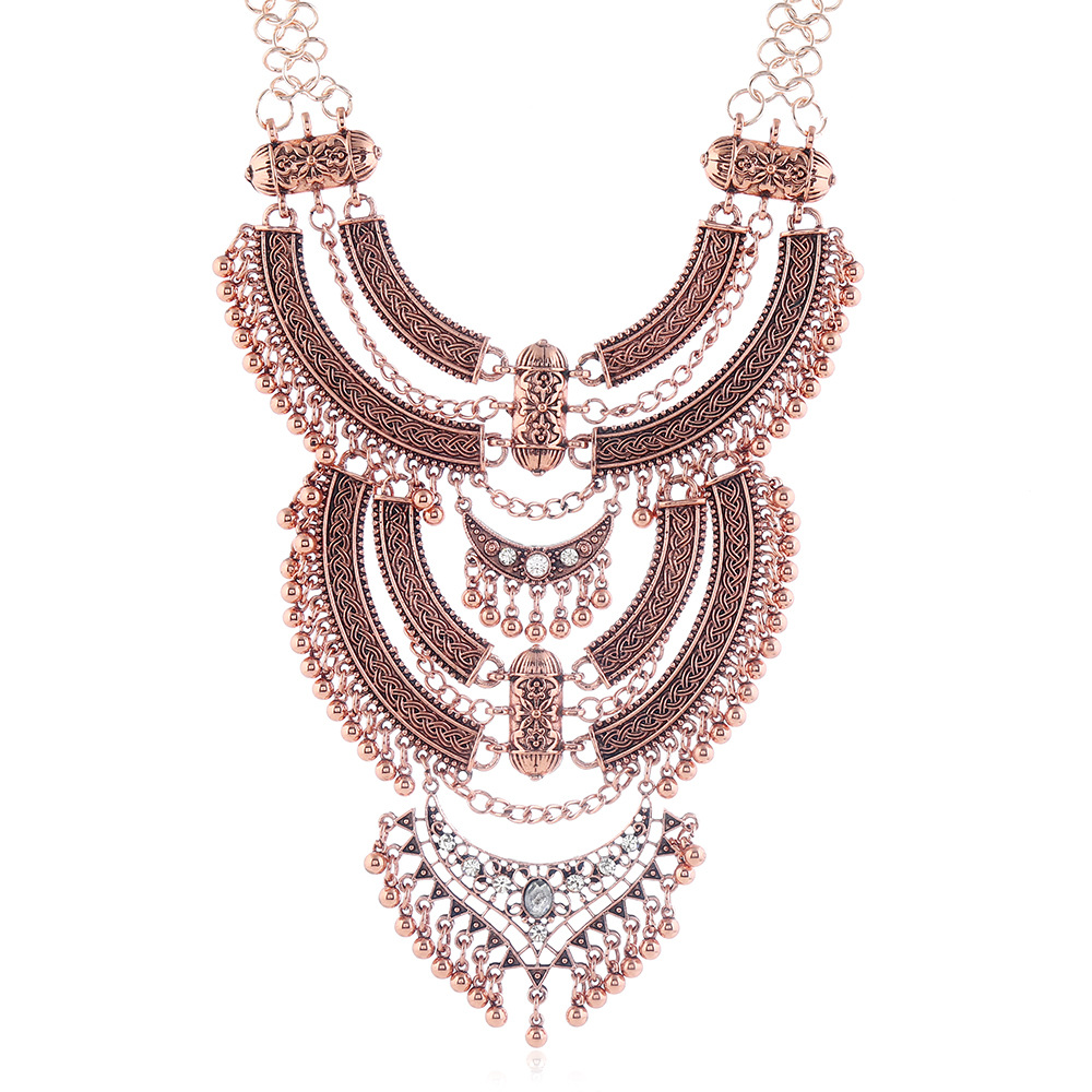 1 Piece Quantity Retro Ethnic Style Solid Color Alloy Plating Inlay Rhinestones Women's Necklace