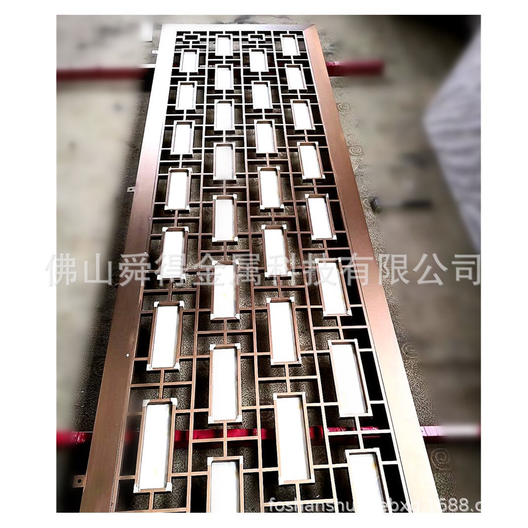 沈阳不锈钢屏风价格 酒店玫瑰金屏风 别墅客厅装饰花格隔断定制|ms