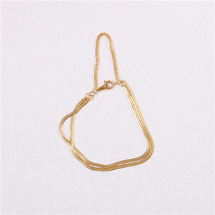 Soft double-layer snake bone flat bracelet titanium steel electroplated gold non-allergic hand women's chain