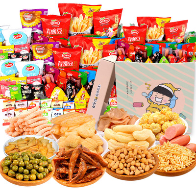 Saliva baby Popcorn Dried tofu Fried rice Chips leisure time Expanded Food Special purchases for the Spring Festival 50 Christmas snacks Big gift bag