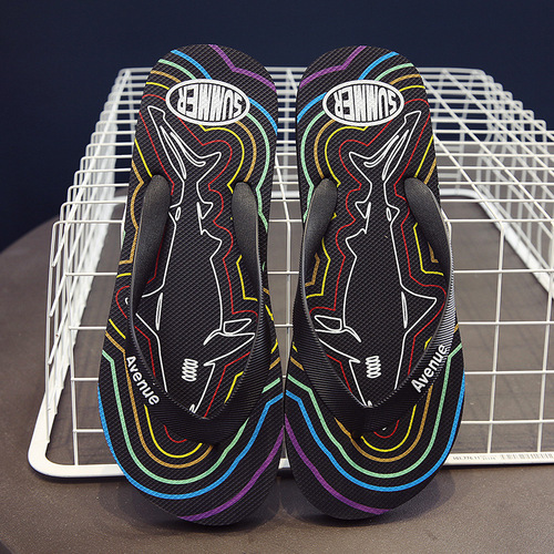 National trend totem style slippers for men, summer flip-flops, fashionable outer wear, personalized beach shoes, trendy casual sandals