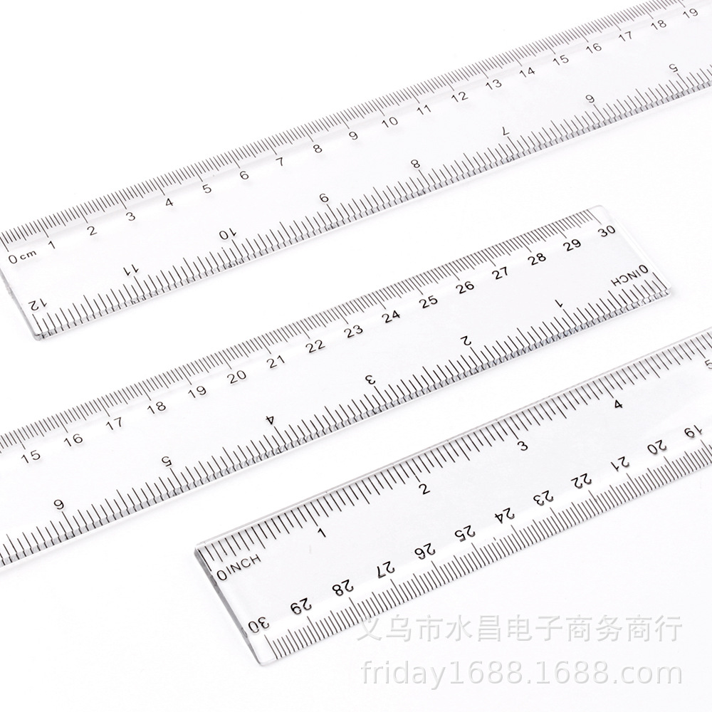 广告尺30cm塑料透明有机直尺办公室学生教师绘画工具厂家厘米尺