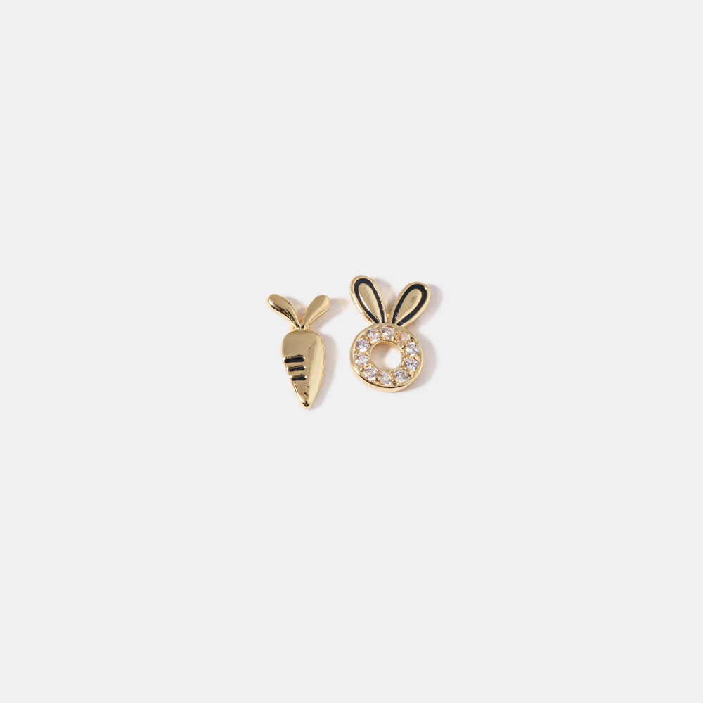 S925 Zircon Drop Oil Color Gold Earrings Earrings Female display picture 1