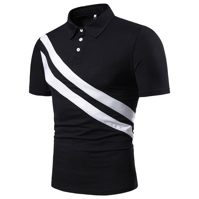 Men’s Short Sleeve T-shirt Diagonal Double Stripe Colour Matching  