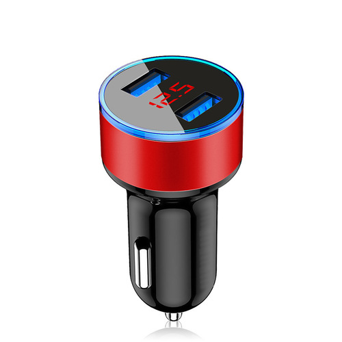 QC3.0 Fast Charging Car Phone Charger Aluminum Halo Display Dual USB Car Charger 3.1A