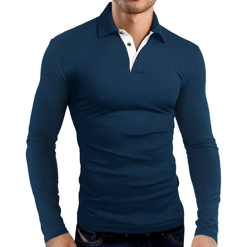 Herrpolo med lång ärm och krage för business och golf_voghion.com