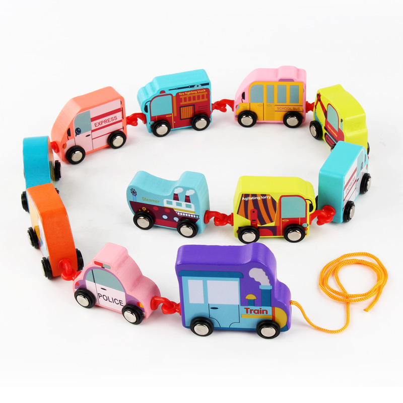 Carro animal digital de madera pequeño tren niños 1-2-3-6 años educación temprana inteligencia montaje bloques Juguetes
