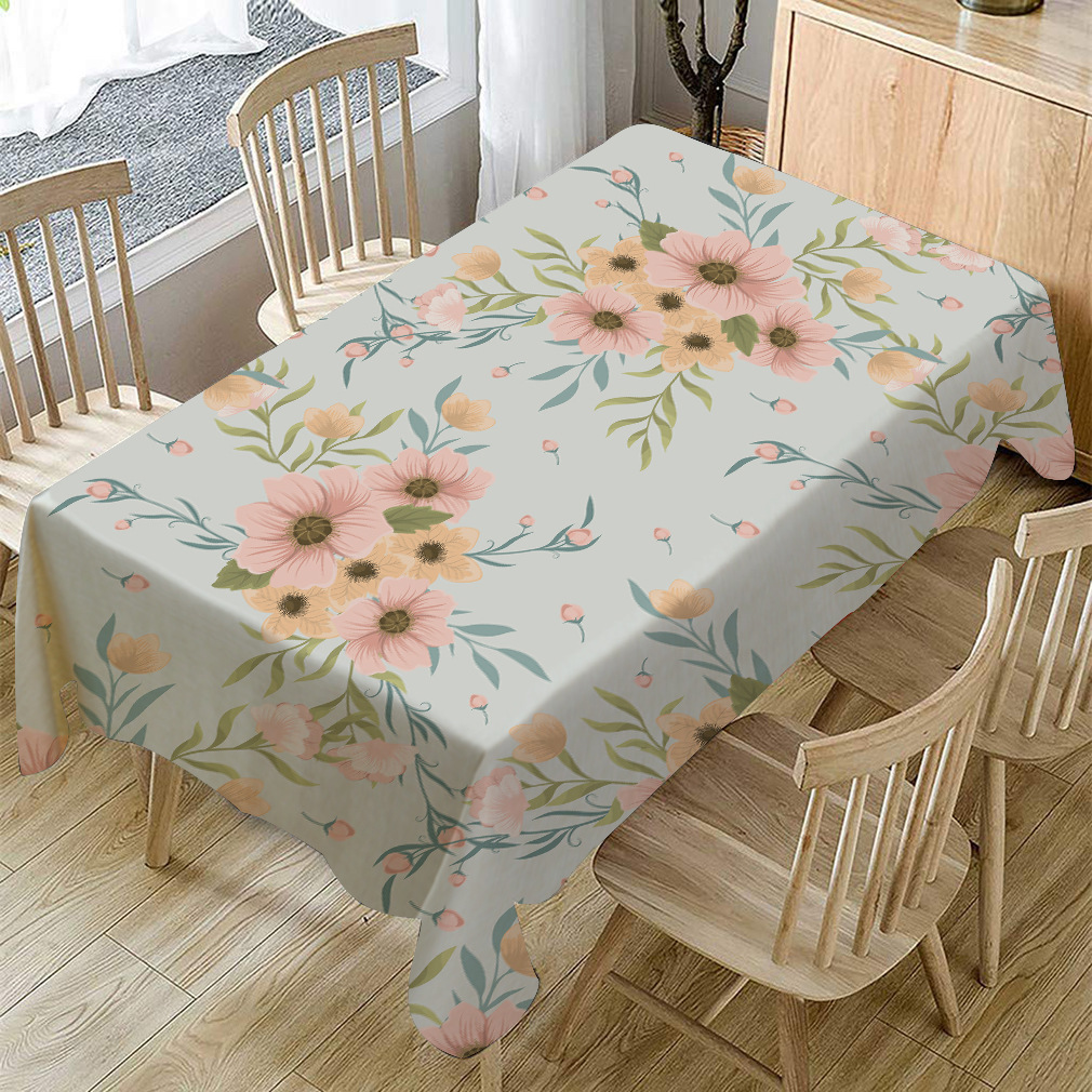 跨境热销 亚马逊爆款彩色花卉棉麻桌布批发 亚麻茶几台布餐桌布