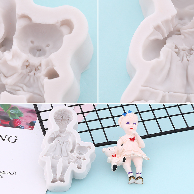 小女孩小男孩翻糖蛋糕装饰模具DIY西点烘焙模具 液态硅胶翻糖模