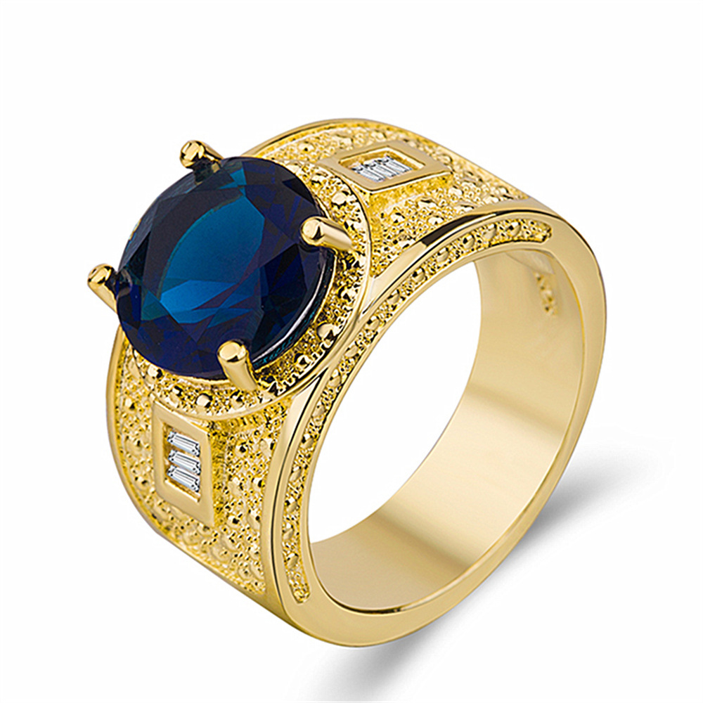 hot selling fashion style foreign trade supply trendy big men's ring jewelry gold plated zircon ring direct sales_ipsvogv.com