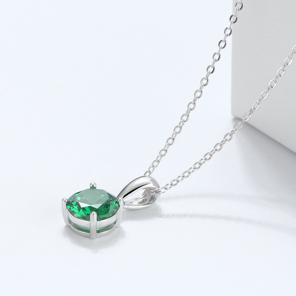 925 Sterling Silver Pendant Material Birthstone Inlay Material Pendant Necklace Classification 925 sterling silver Chain Material 925 Sterling Silver 925 Sterling Silver Plated Birthstone Cable Chain Plating Inlay Geometric Pendant Necklace