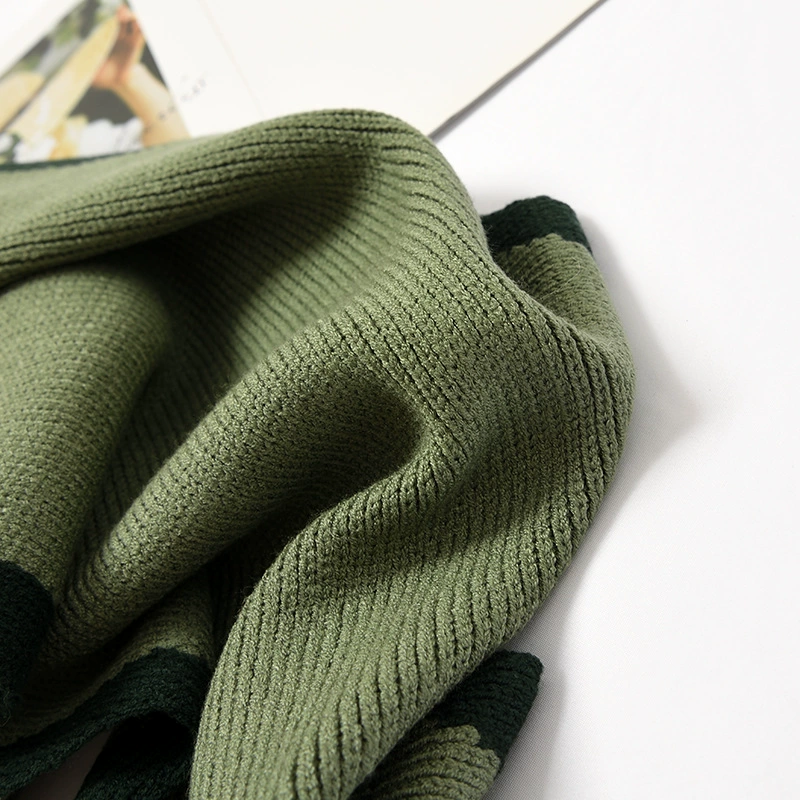 Демисезонный милый шарф, утеплённый вязаный универсальный платок