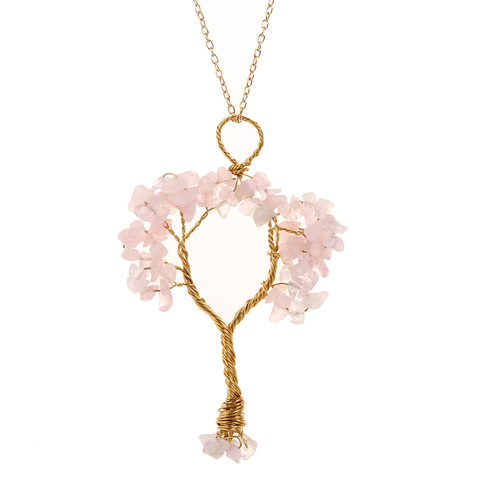 Fashion Tree Alloy Plating Natural Stone Pendant Necklace 1 Piece