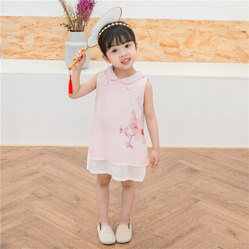 Children's clothing girl Hanfu skirt 2019 summer new pattern Children Trend fashion Antiquity Magnolia printing Dress