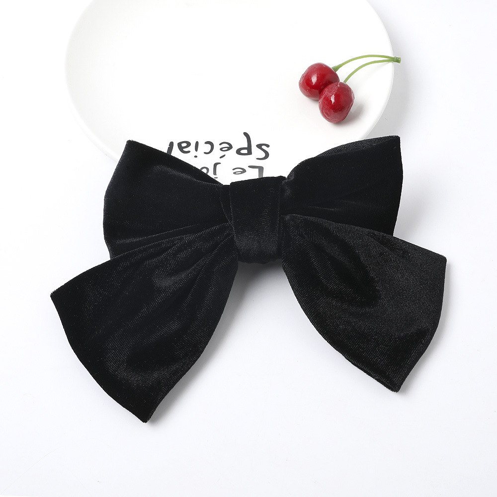 New Fashion Korean Velvet Bow Hairpin Velvet Gold Velvet Cloth Spring Clip Nihaojewelry Wholesale display picture 7