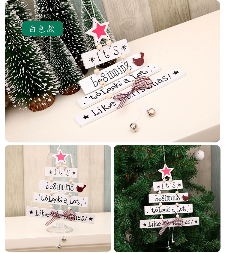 New Christmas Wooden Christmas Tree Christmas Door Hanging Decoration Wind Chime Letter Card Pendant Christmas Bell Hanging display picture 3