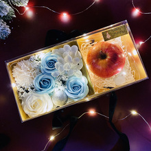 圣诞节香皂花礼盒 搭配巧克力苹果袜子礼物盒 香皂玫瑰花创意礼品