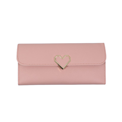 New simple wallet for female students, Korean version, trendy and cute buckle coin purse, wallet, women's wallet, long and thin