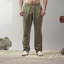 年春季中国风男裤棉麻休闲裤直筒宽松棉麻裤子原创纯色长裤男