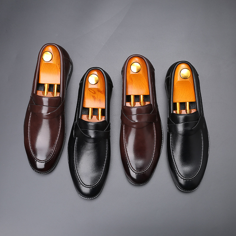 Young small leather shoes slip-on men's shoes casual shoes_voghion.com