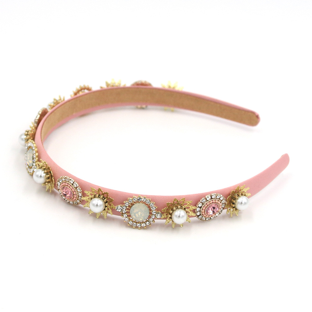 Hot Selling Fashion Pearl Pink Wind Handmade Geometric Headband display picture 4